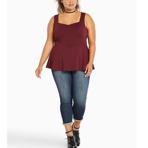 TORRID PONTE PEPLUM TOP